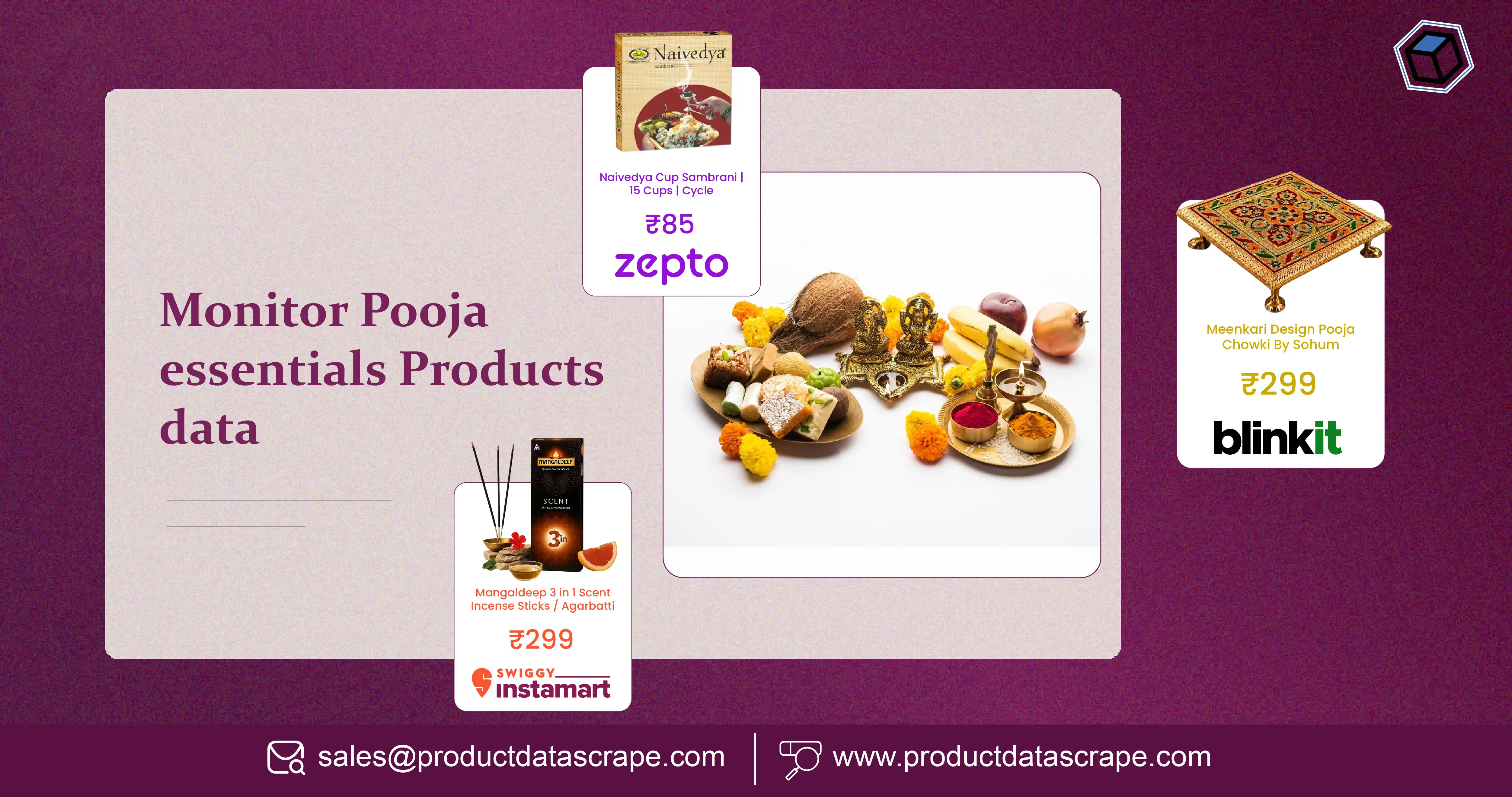 Monitor Pooja essentials data Zepto Blinkit Instamart – How Retailers Track Prices, Promotions, and Product Availability